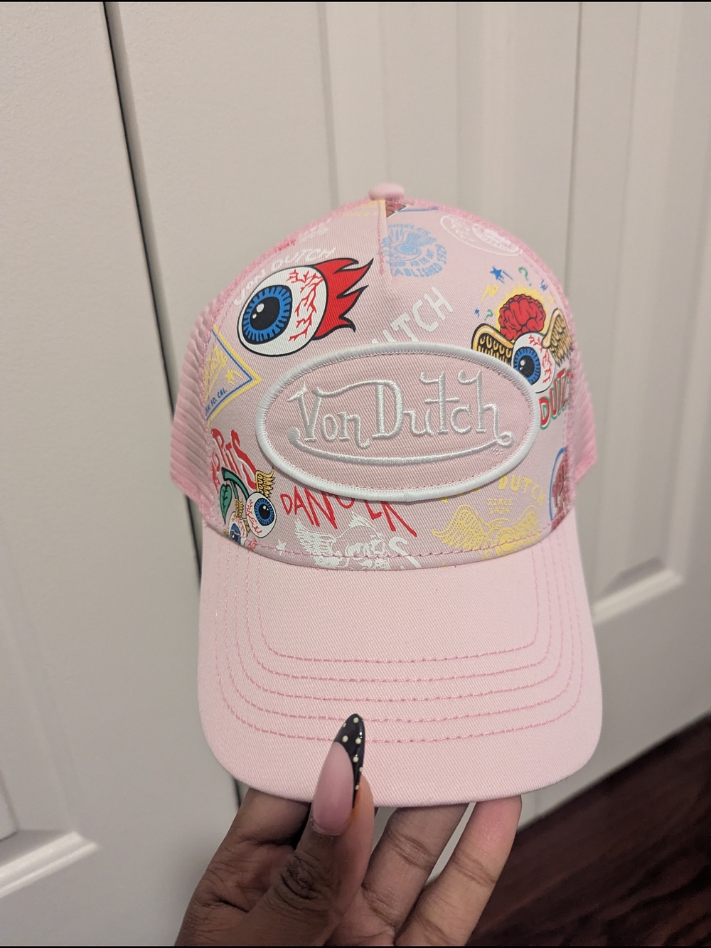 Von Dutch Pink Patch Logo Trucker Hat